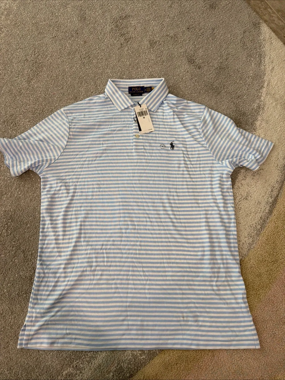 Ralph Lauren Light Blue & White Striped Polo Shirt